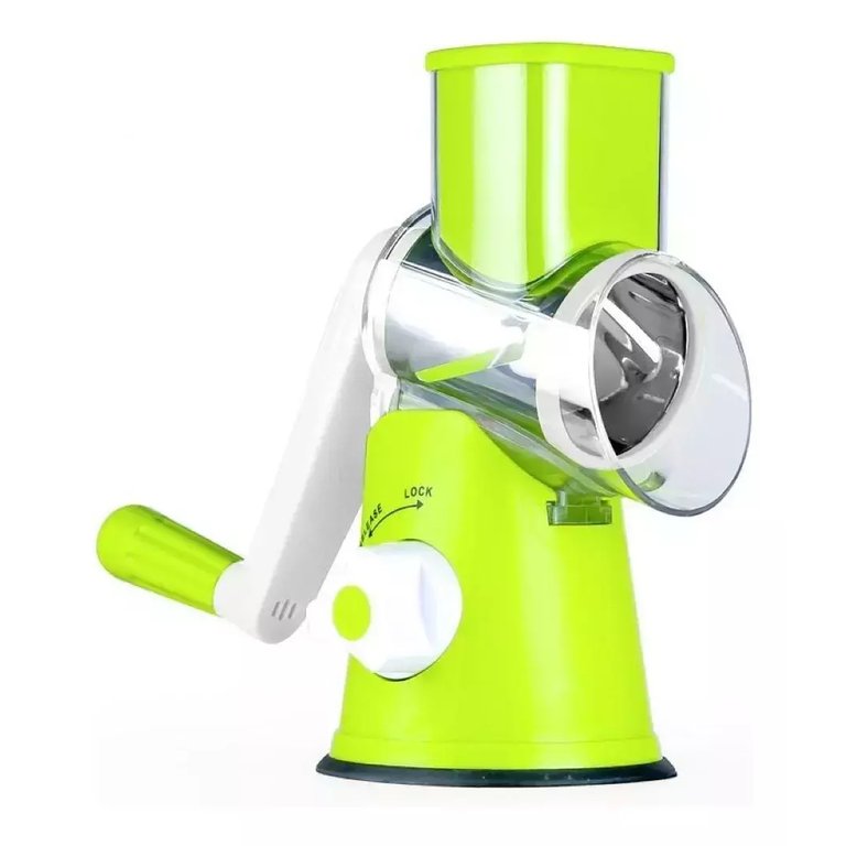 Ralador Fatiador Giratório 3 Lâminas Fácil Limpar Cor Verde Ralador Fatiador Giratório 3 Lâminas Fácil Limpar Cor Verde