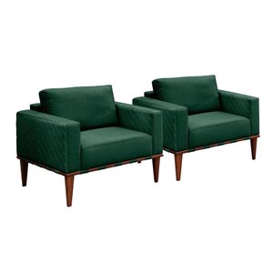 Conjunto - 2 Poltronas Bella Luxo Madeira Maciça Castellar Veludo Verde