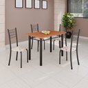 Ver imagem 1 de Conjunto de Mesa Tubular 100x60cm Tampo em MDF e 4 Cadeiras Dany Preto/Bege