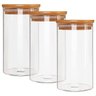 Kit Com 3 Potes Herméticos de Vidro 1650ml com Tampa de Bambu - 3