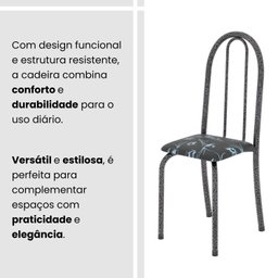 Conjunto de Mesa Tubular 120x75cm Tampo em Granito Topázio com 4 Cadeiras Iris - 7