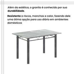 Conjunto de Mesa Tubular 120x75cm Tampo em Granito Topázio com 4 Cadeiras Iris - 8