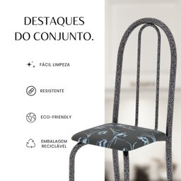 Conjunto de Mesa Tubular 120x75cm Tampo em Granito Topázio com 4 Cadeiras Iris - 12