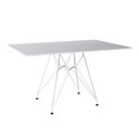 Ver imagem 1 de Mesa Eiffel Retangular 120x75 Tampo De Madeira Branco Com Base De Ferro Branco
