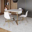 Ver imagem 1 de Mesa Jantar Industrial Quadrada 90cm Branca Base V com 4 Cadeiras Eames Eiffel Brancas Base Dourada
