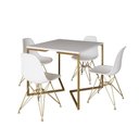 Ver imagem 5 de Mesa Jantar Industrial Quadrada 90cm Branca Base V com 4 Cadeiras Eames Eiffel Brancas Base Dourada