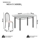 Ver imagem 3 de Conjunto de Mesa Tubular 120x75cm Tampo em Granito Topázio com 4 Cadeiras Iris Prata/Bege