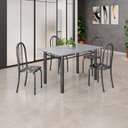 Ver imagem 1 de Conjunto de Mesa Tubular 120x75cm Tampo em Granito Ocre com 4 Cadeiras Iris Prata/Preto/Mart