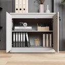 Ver imagem 3 de Armário Baixo para Escritório e Home Office Travamento com Chave 2 Portas 1 Prateleira MDP 80cm