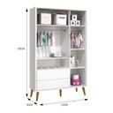 Ver imagem 2 de Dormitório Infantil Theo Retrô 3 Portas, Cômoda 1 Porta, Berço, Mesa de Apoio Branco com Pés Amadeir