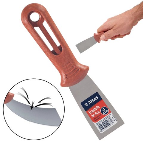 Espátula 4cm Aço Carbono Cabo Plástico Pvc Profissional | Atlas
