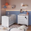 Ver imagem 1 de Conjunto Quarto de Bebê 1 Berço 1 Cômoda 4 Gavetas Trocador 1 Prateleira Branco