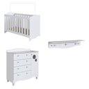 Ver imagem 2 de Conjunto Quarto de Bebê 1 Berço 1 Cômoda 4 Gavetas Trocador 1 Prateleira Branco