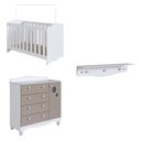 Ver imagem 2 de Conjunto Quarto de Bebê 1 Berço 1 Cômoda Trocador 4 Gavetas 1 Prateleira Branco/Cinnamon