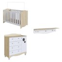 Ver imagem 2 de Conjunto Quarto de Bebê 1 Berço 1 Cômoda Trocador 4 Gavetas 1 Prateleira Marrom/Carvalho Araguaia/Branco