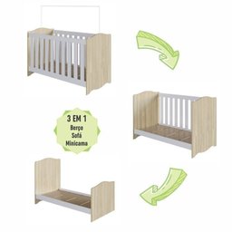 Conjunto Quarto de Bebê 1 Berço 1 Cômoda Trocador 4 Gavetas 1 Prateleira - 10