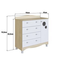 Conjunto Quarto de Bebê 1 Berço 1 Cômoda Trocador 4 Gavetas 1 Prateleira - 16