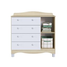 Conjunto Quarto de Bebê 1 Berço 1 Cômoda Trocador 4 Gavetas 1 Prateleira - 18