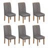 Conjunto Sala de Jantar Mesa Tampo de Vidro MDF Kiara com 6 Cadeiras Ayla - 6