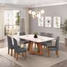 Conjunto Sala de Jantar Mesa Tampo de Vidro MDF Kiara com 6 Cadeiras Ayla - 1