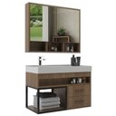 Ver imagem 4 de Conjunto Gabinete para Banheiro com Espelheira Avant 80 Noce/Noce