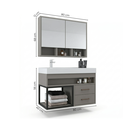 Ver imagem 3 de Conjunto Gabinete para Banheiro Suspenso com Cuba, Nicho e Espelheira em MDF Avant Cimento