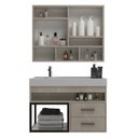 Ver imagem 2 de Conjunto Gabinete para Banheiro com Espelheira Avant 80 Marmo Crema/Marmo Crema