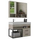 Ver imagem 5 de Conjunto Gabinete para Banheiro com Espelheira Avant 80 Marmo Crema/Marmo Crema