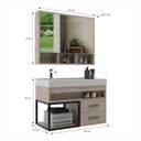 Ver imagem 3 de Conjunto Gabinete para Banheiro com Espelheira Avant 80 Marmo Crema/Marmo Crema