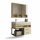 Ver imagem 2 de Conjunto Gabinete para Banheiro Suspenso com Cuba, Nicho e Espelheira em MDF Avant Carvalho