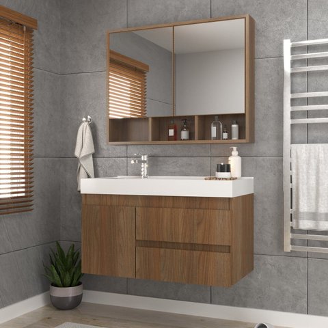 Conjunto Gabinete para Banheiro com Espelheira Orla 80