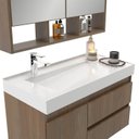 Ver imagem 5 de Conjunto Gabinete para Banheiro com Cuba e Espelheira Suspenso 80cm em MDF Orla Noce/Noce