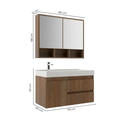 Ver imagem 3 de Conjunto Gabinete para Banheiro com Cuba e Espelheira Suspenso 80cm em MDF Orla Noce Marrom