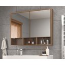 Ver imagem 4 de Conjunto Gabinete para Banheiro com Cuba e Espelheira Suspenso 80cm em MDF Orla Noce/Noce
