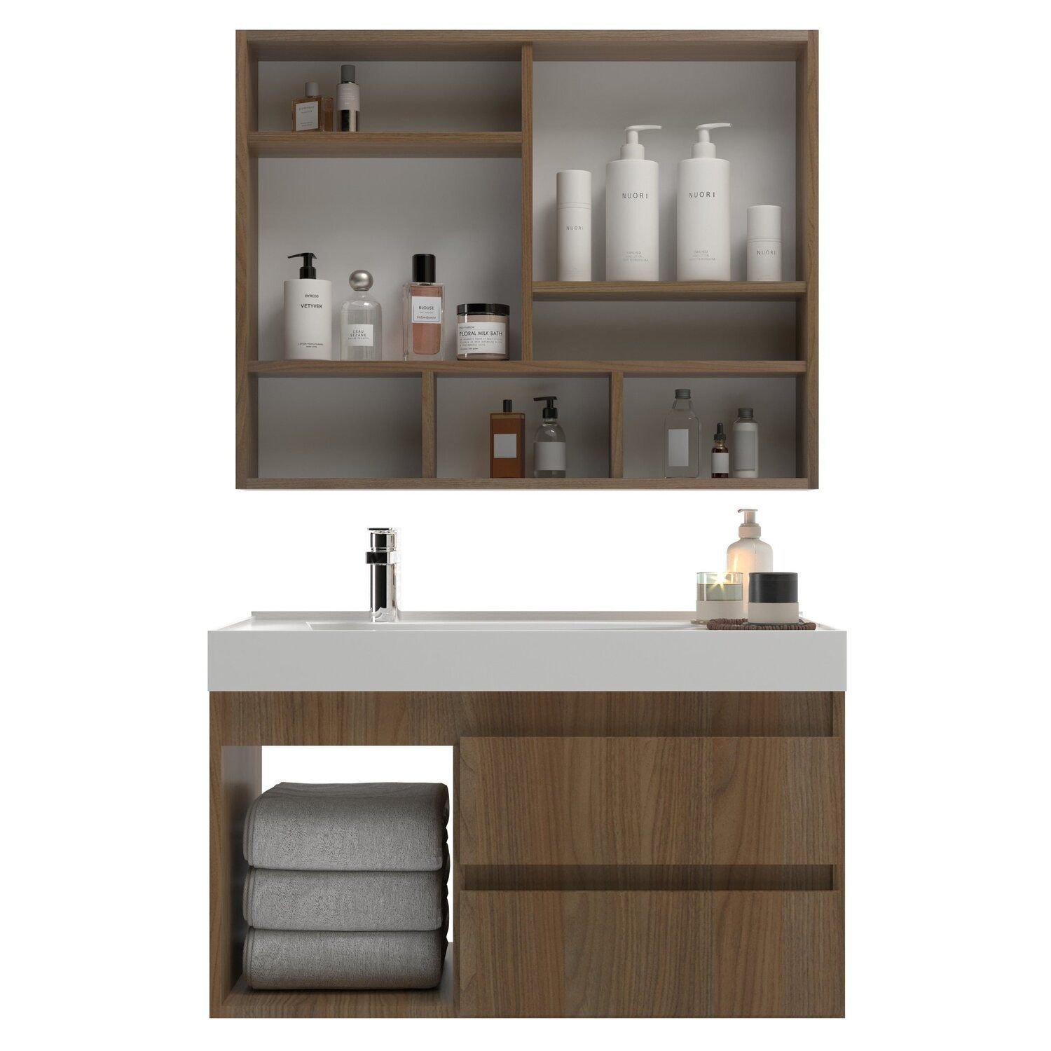 Conjunto Gabinete para Banheiro com Espelheira Orla 80 - 2