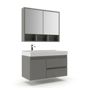Ver imagem 2 de Conjunto Gabinete para Banheiro com Cuba e Espelheira Suspenso 80cm em MDF Orla Cimento