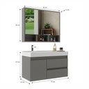 Ver imagem 3 de Conjunto Gabinete para Banheiro com Cuba e Espelheira Suspenso 80cm em MDF Orla Cimento/Cimento