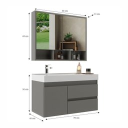 Conjunto Gabinete para Banheiro com Espelheira Orla 80 - 3