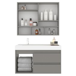 Conjunto Gabinete para Banheiro com Espelheira Orla 80 - 2