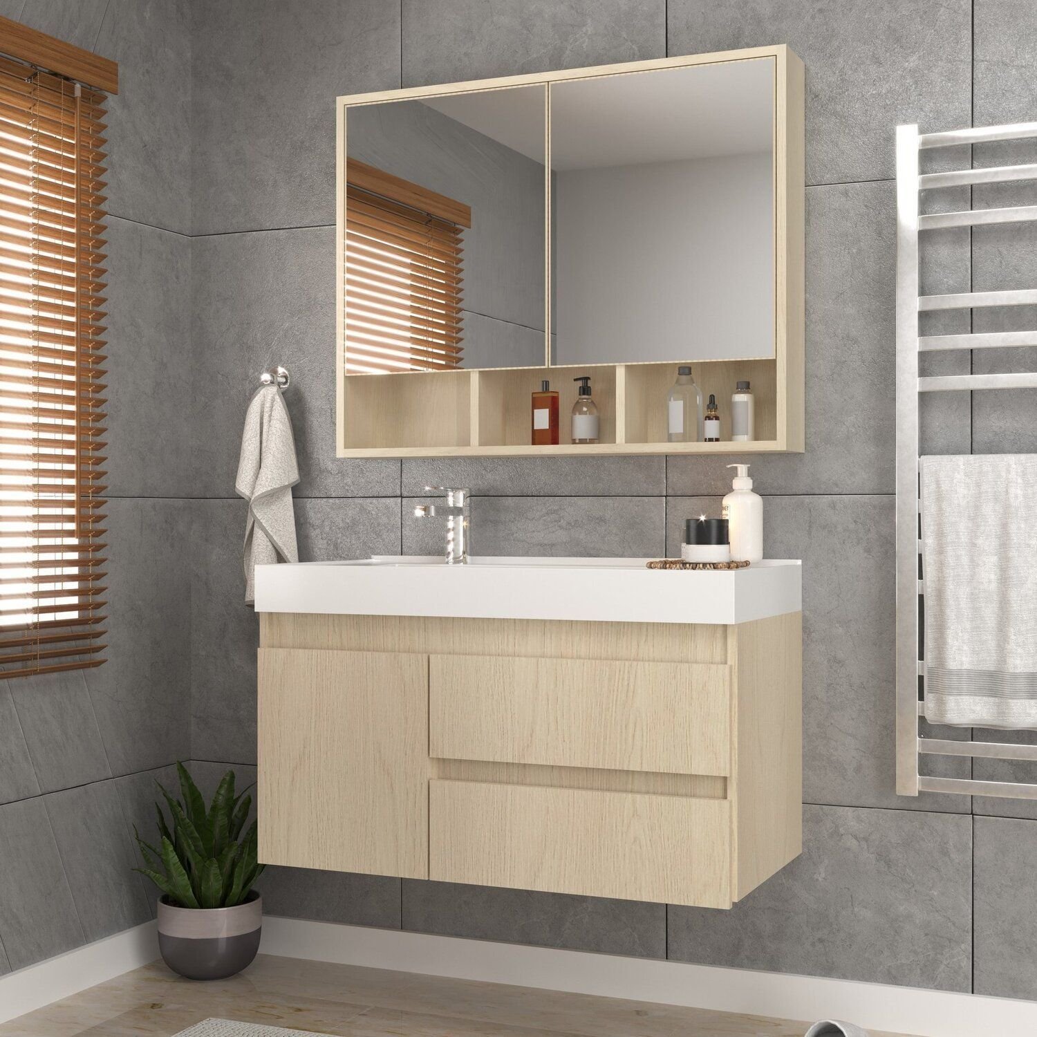 Conjunto Gabinete para Banheiro com Espelheira Orla 80 - 1