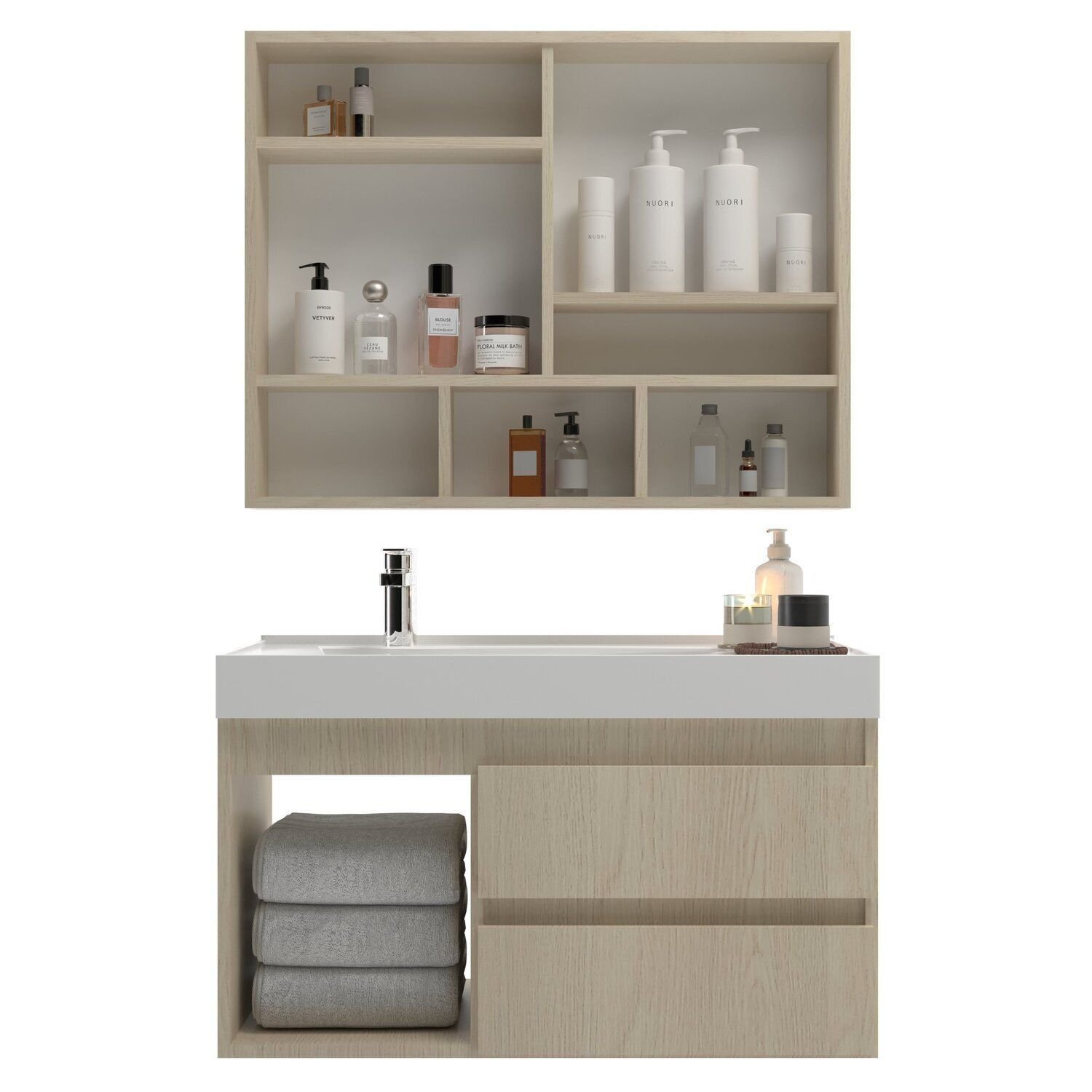 Conjunto Gabinete para Banheiro com Espelheira Orla 80 - 2
