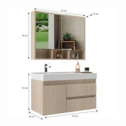 Conjunto Gabinete para Banheiro com Espelheira Orla 80 - 3