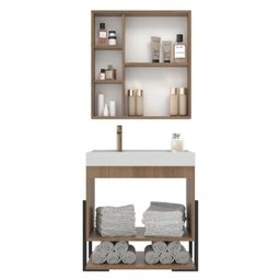 Conjunto Gabinete para Banheiro com Espelheira Maré 60 - 2