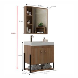 Conjunto Gabinete para Banheiro com Espelheira Maré 60 - 3