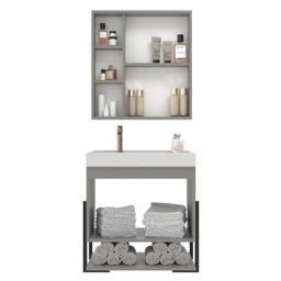 Conjunto Gabinete para Banheiro com Espelheira Maré 60 - 2