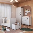 Ver imagem 1 de Conjunto Quarto de Bebê com Berço, Cômoda, Guarda-Roupa, Prateleira e Baú de Brinquedos Branco