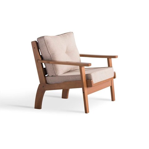 Poltrona 1 Lugar 86x74x80 Cm New Florença Marrom Nogueira Claro/Bege