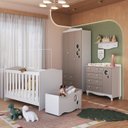 Ver imagem 1 de Conjunto Quarto de Bebê com Berço, Cômoda, Guarda-Roupa, Prateleira e Caixa de Brinquedos Branco/Cinnamon