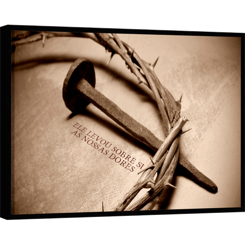 Quadro Decorativo Canvas Moldura Grande Filete Jesus Cristo Versículos Gg