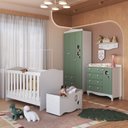 Ver imagem 1 de Conjunto Quarto de Bebê com Berço, Cômoda, Guarda-roupa, Prateleira e Baú de Brinquedos